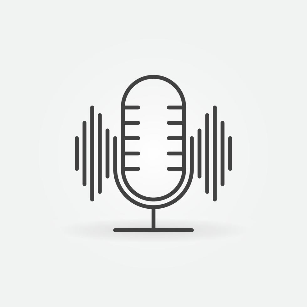 Microphone with Sound Wave linear vector concept icon
