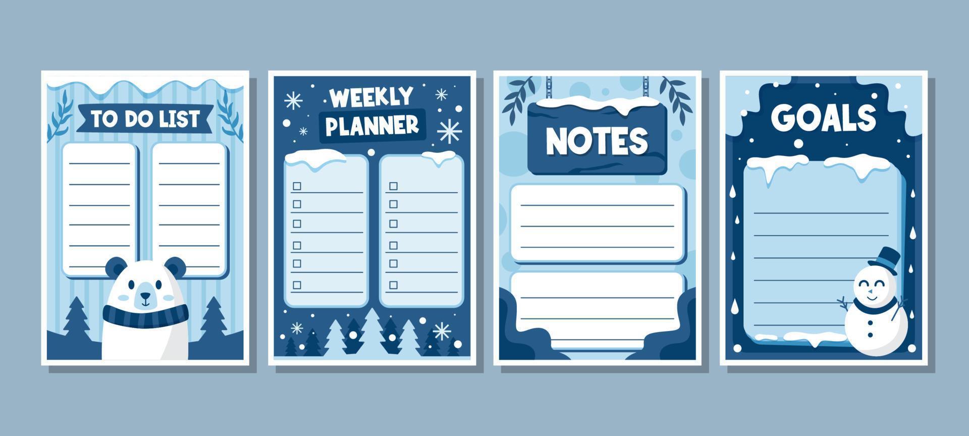Winter Journal Template vector