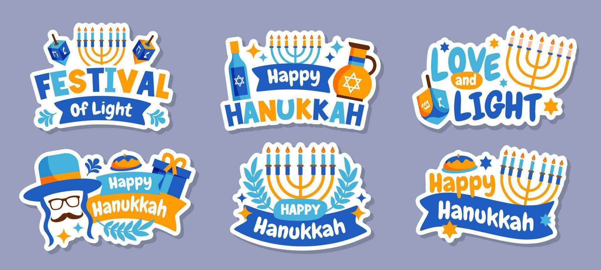 etiqueta engomada feliz de hanukkah vector
