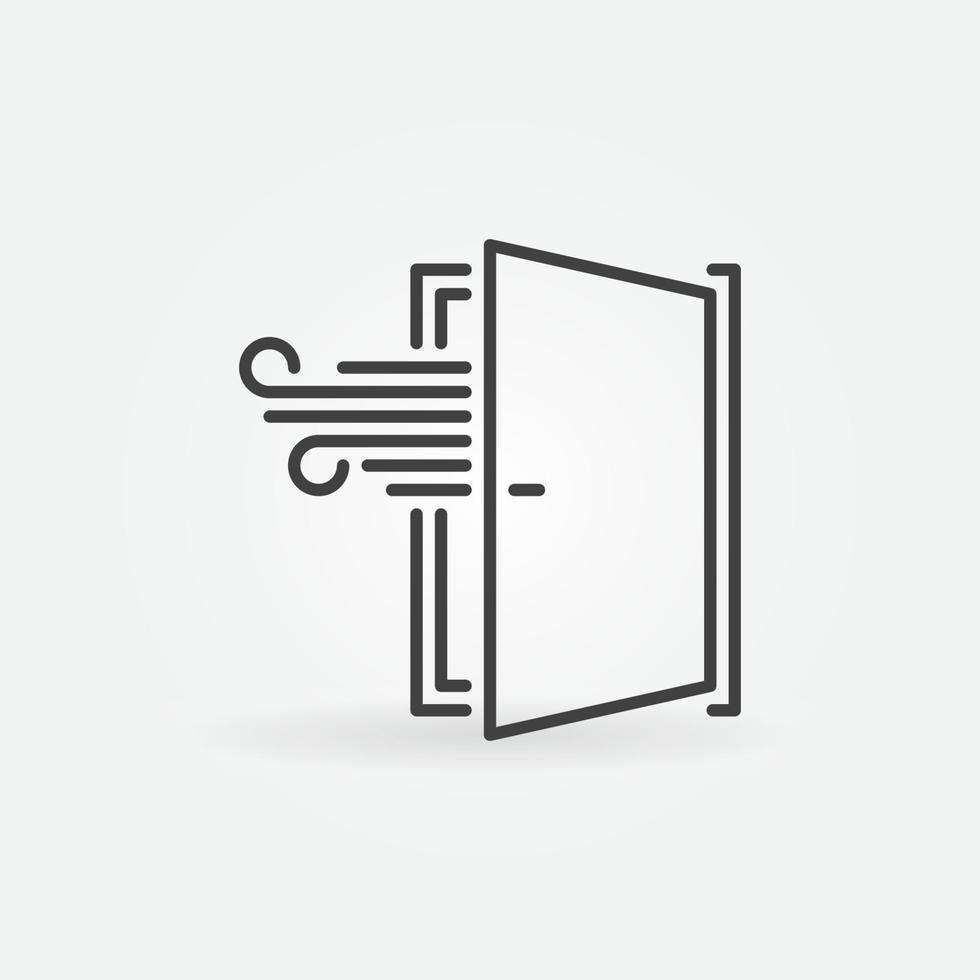 Opened Door linear icon. Vector Airing a room concept sign