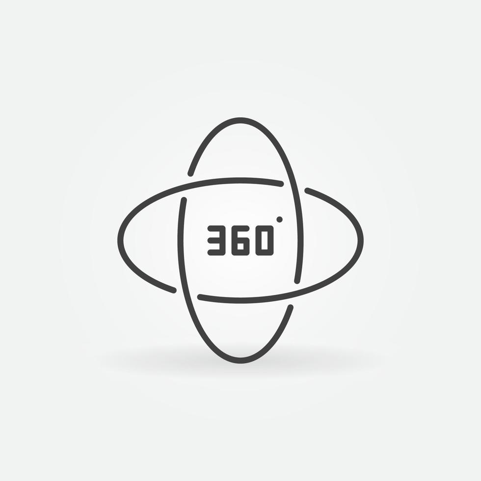 Icono de concepto de vector de 360 grados en estilo de línea delgada