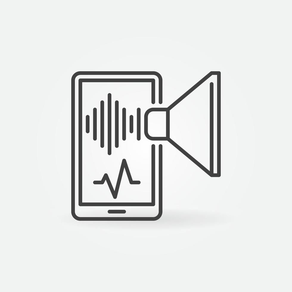 Smartphone with Sound wave and Speaker vector line icon