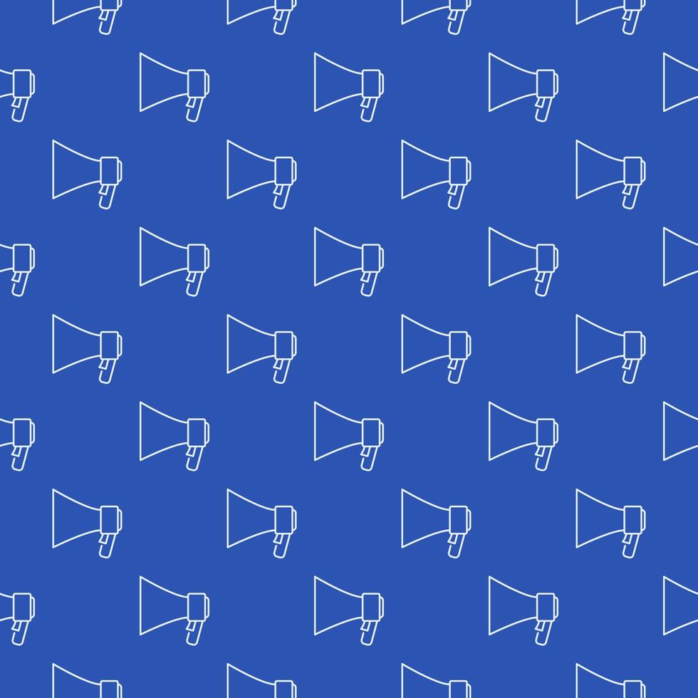 Megaphone vector concept seamless pattern with blue background