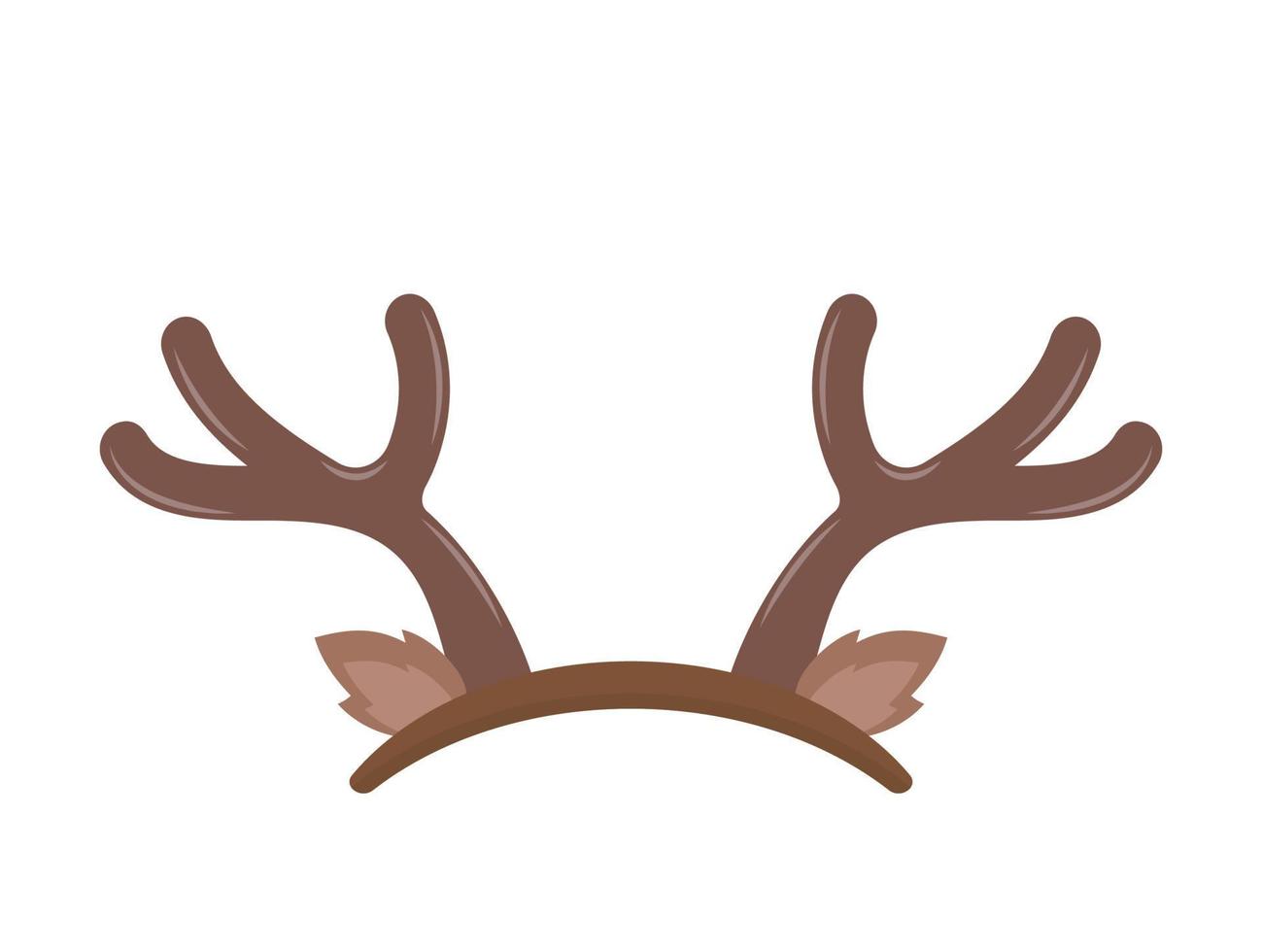 Antlers of elk or reindeer, christmas element, headband with antlers, vector cartoon style, symbol icon illustration