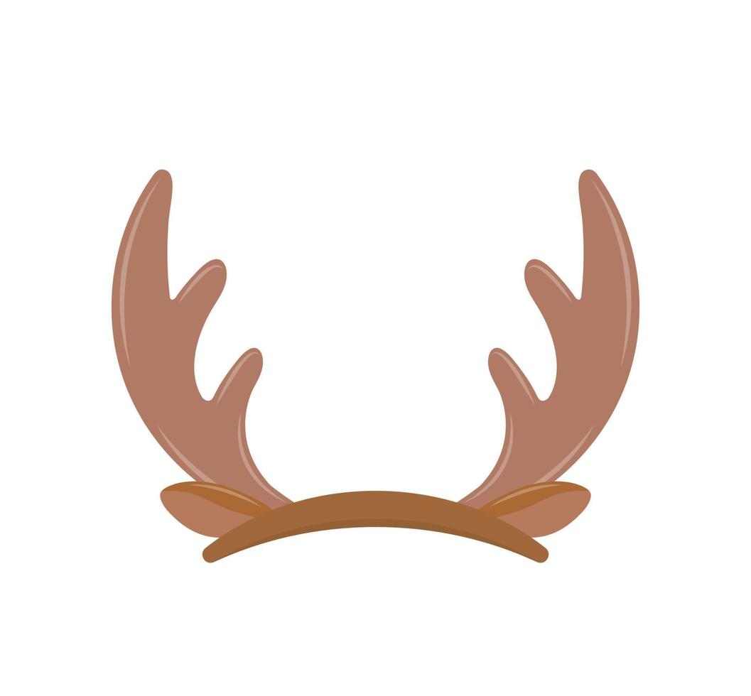 Antlers of elk or reindeer, christmas element, headband with antlers, vector cartoon style, symbol icon illustration