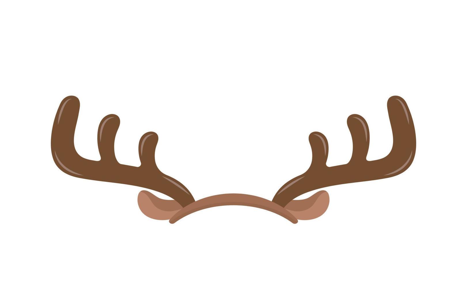 Antlers of elk or reindeer, christmas element, headband with antlers, vector cartoon style, symbol icon illustration