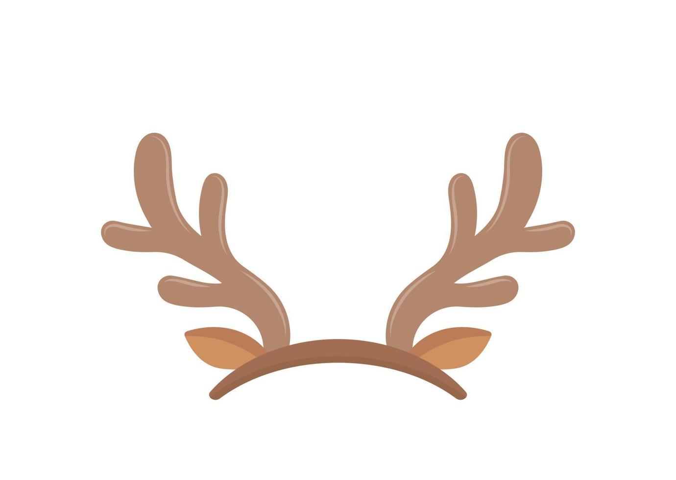 Antlers of elk or reindeer, christmas element, headband with antlers, vector cartoon style, symbol icon illustration