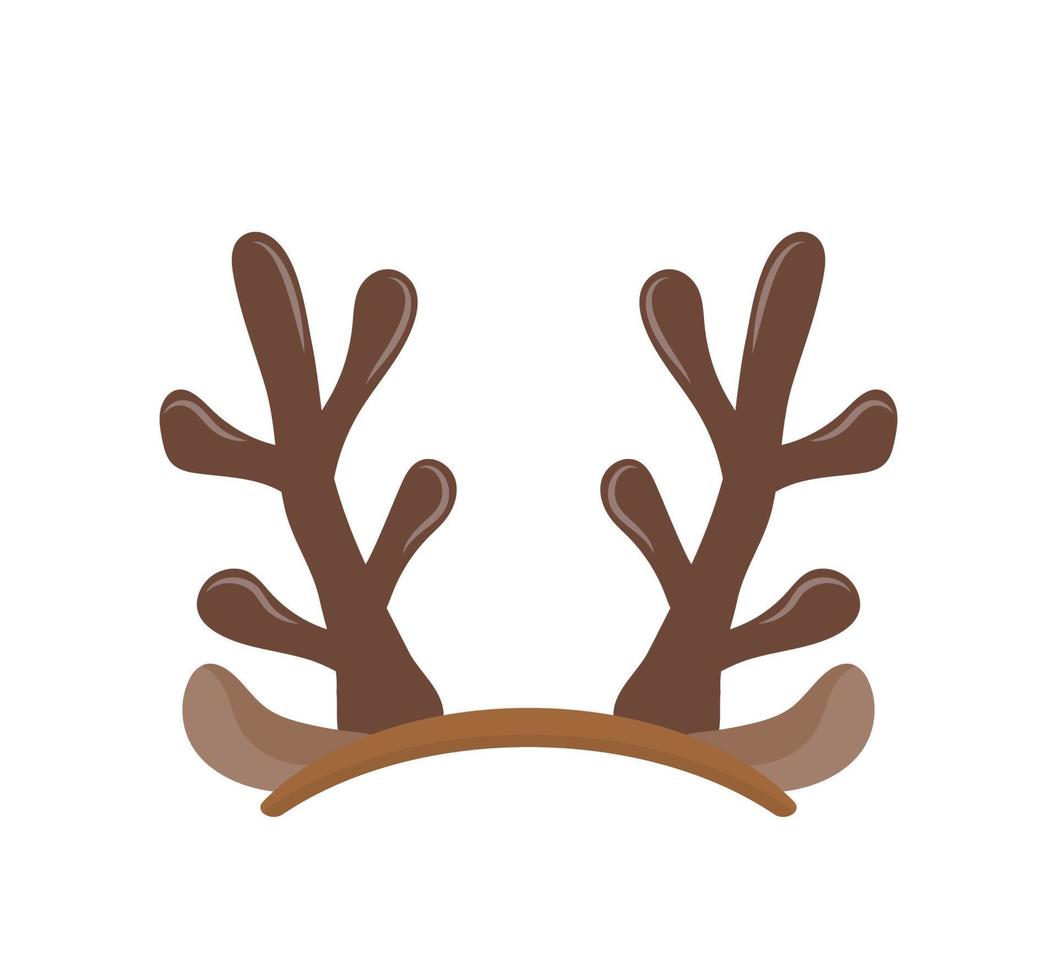 Antlers of elk or reindeer, christmas element, headband with antlers, vector cartoon style, symbol icon illustration