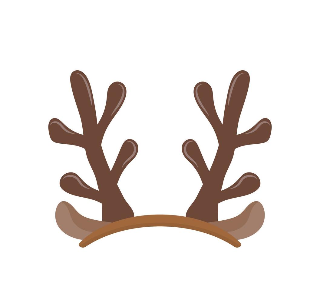 Antlers of elk or reindeer, christmas element, headband with antlers, vector cartoon style, symbol icon illustration