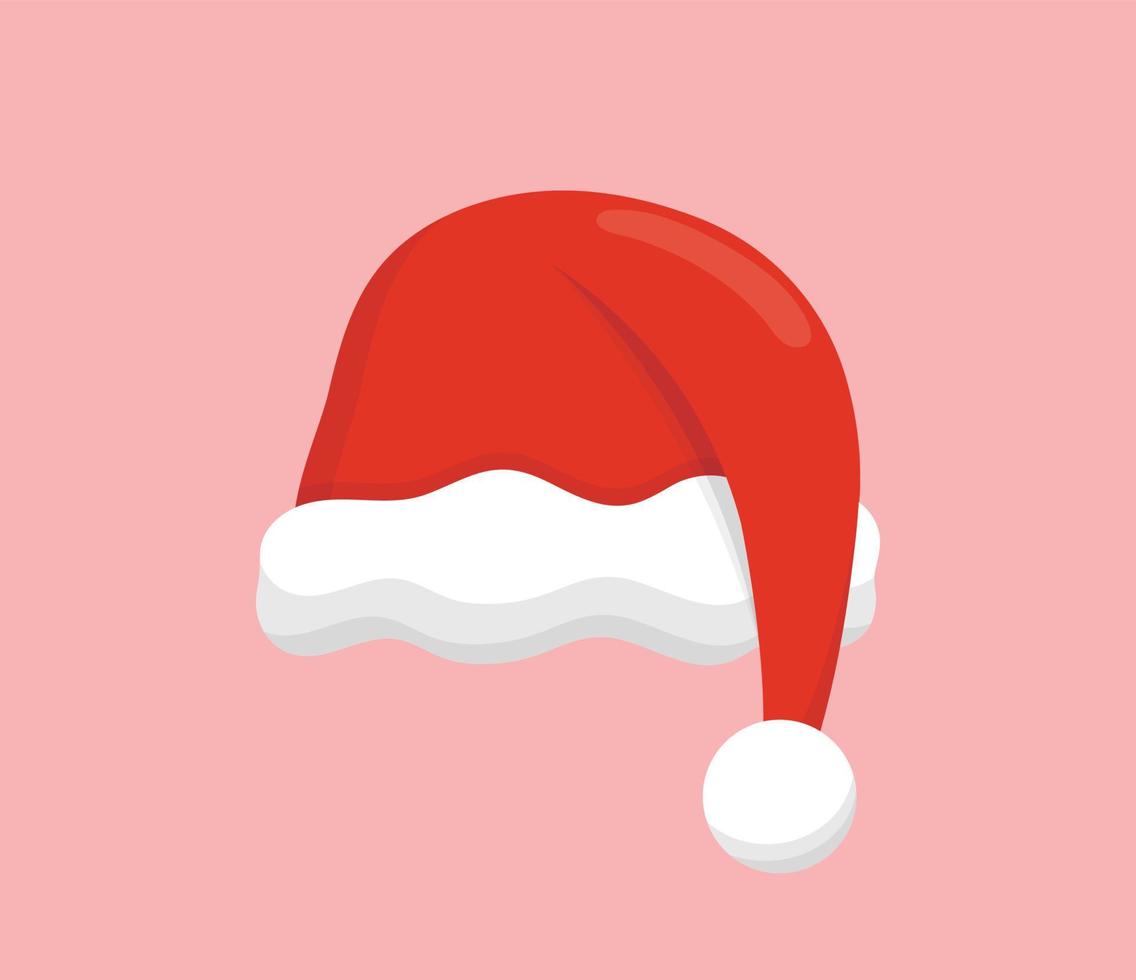 un sombrero de santa, elemento para navidad o año nuevo, estilo de dibujos animados vectoriales, ilustración de icono de símbolo vector