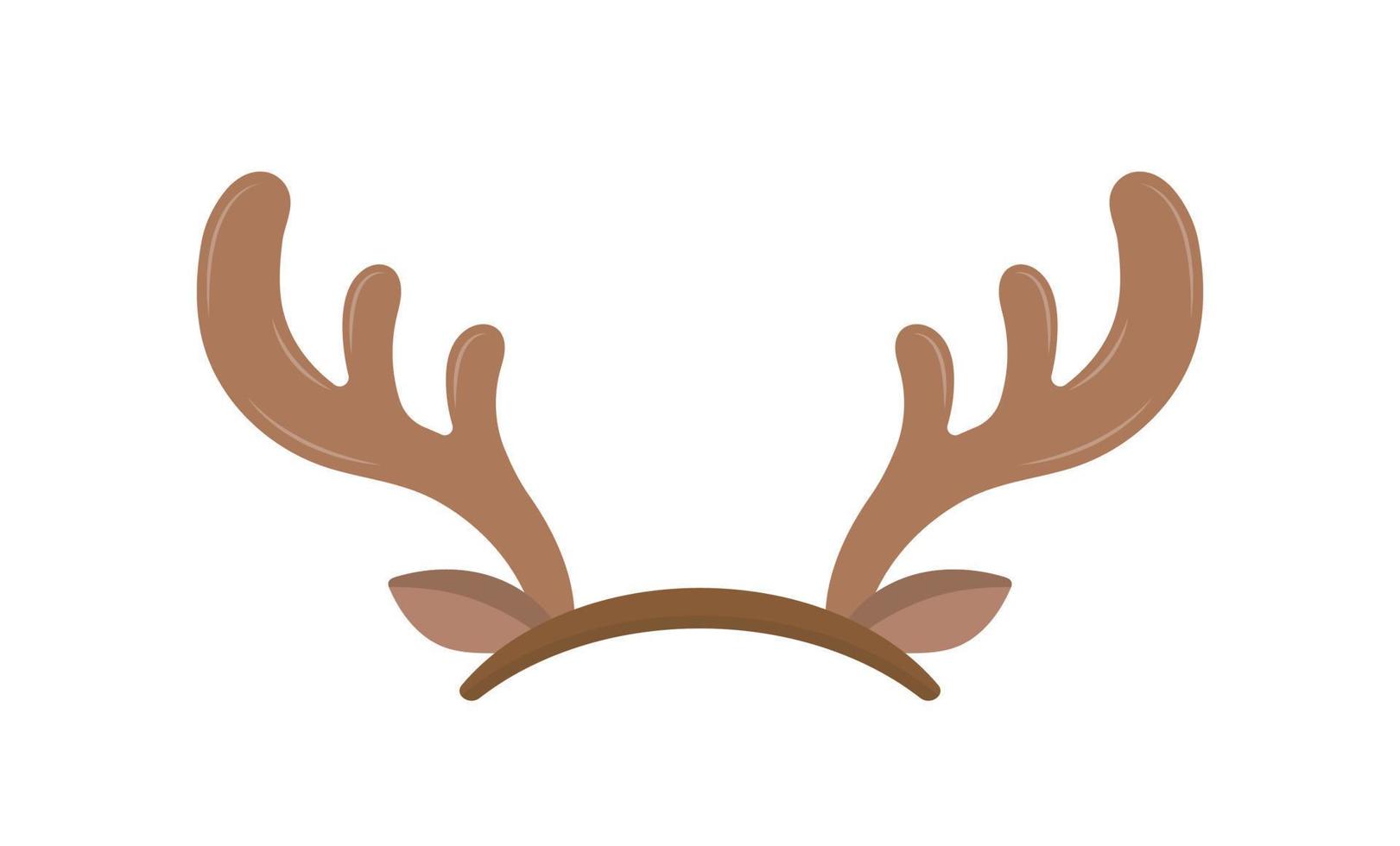 Antlers of elk or reindeer, christmas element, headband with antlers, vector cartoon style, symbol icon illustration