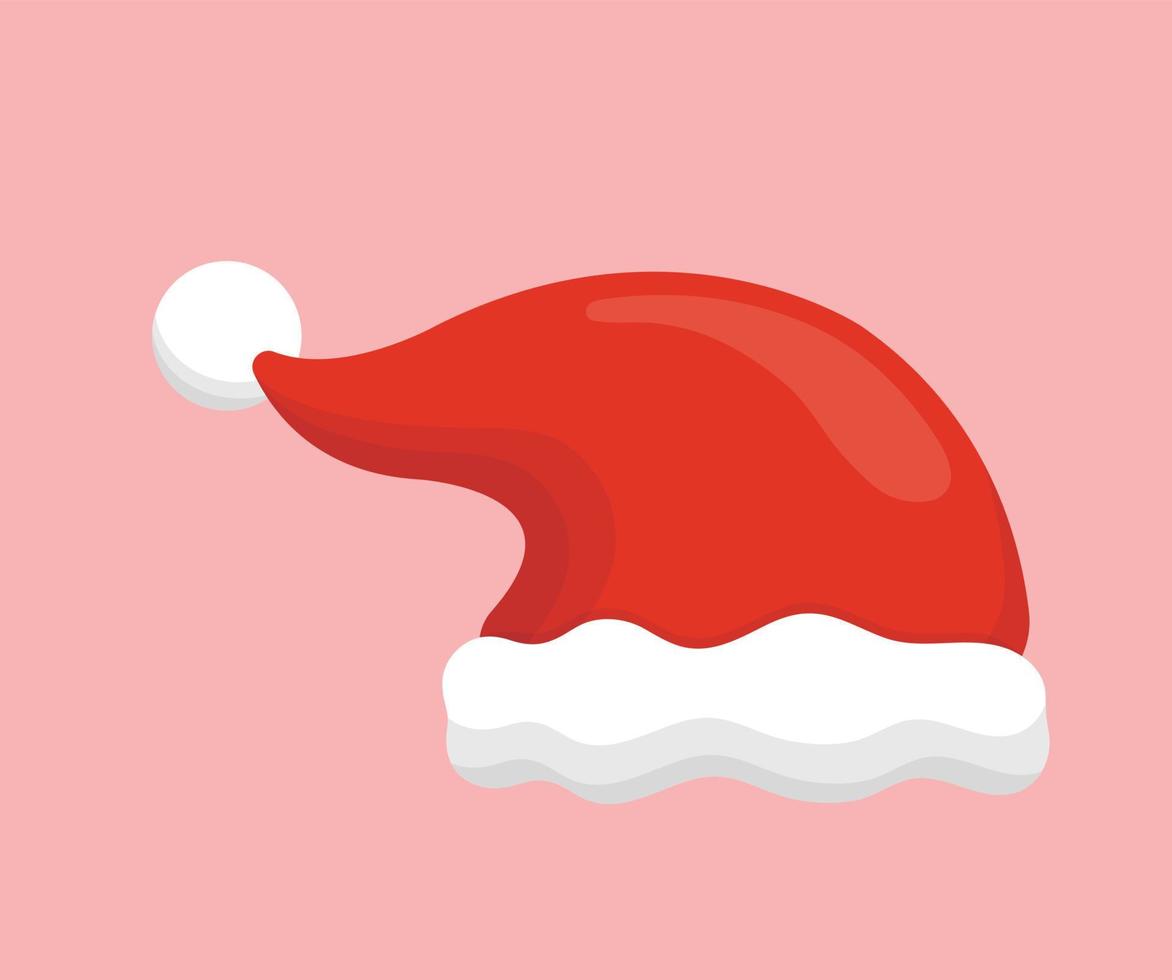 un sombrero de santa, elemento para navidad o año nuevo, estilo de dibujos animados vectoriales, ilustración de icono de símbolo vector