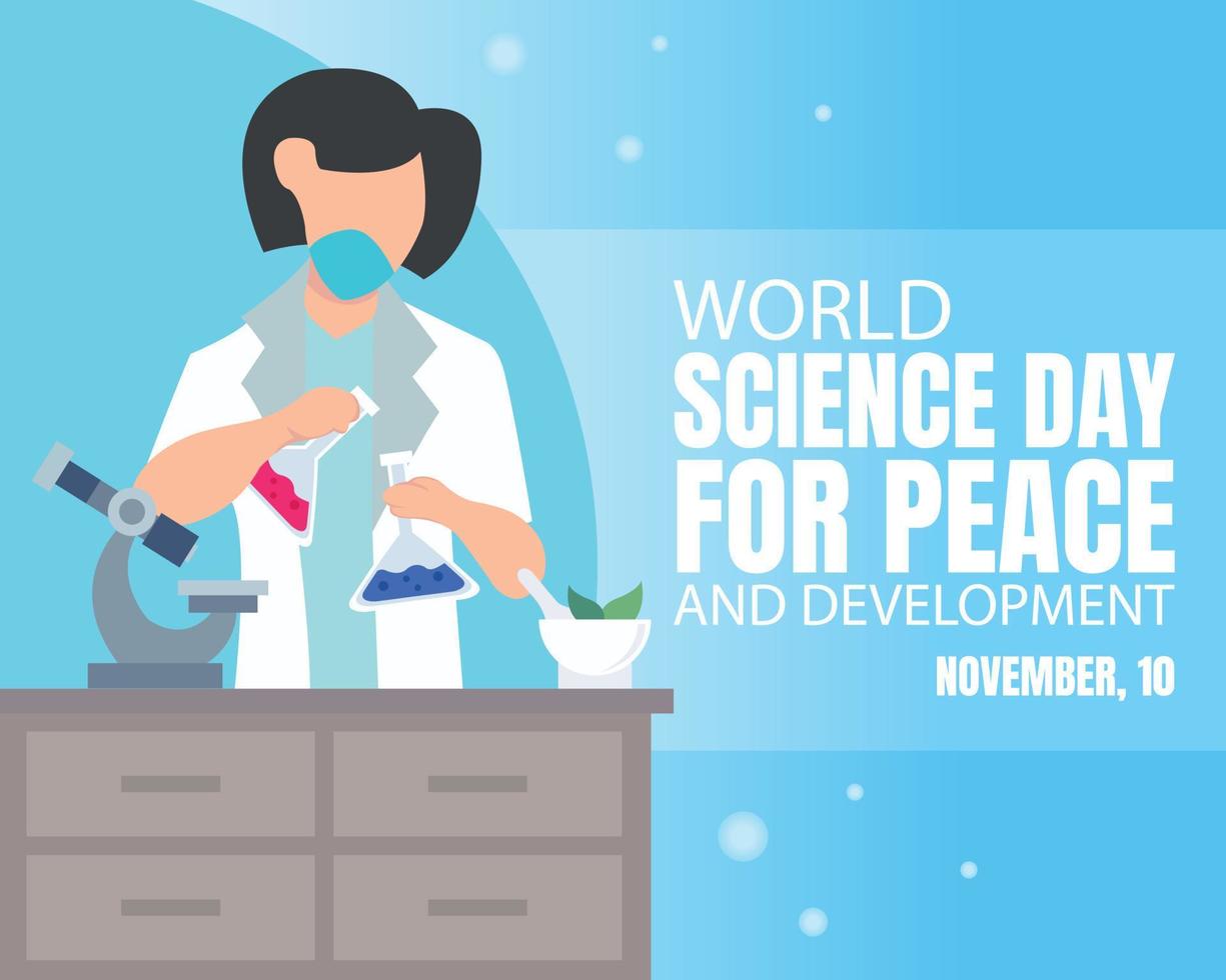 illustration vector graphic of a researcher is experimenting with mixing chemicals, perfect for international day, world science day, peace and development, celebrate, greeting card, etc.