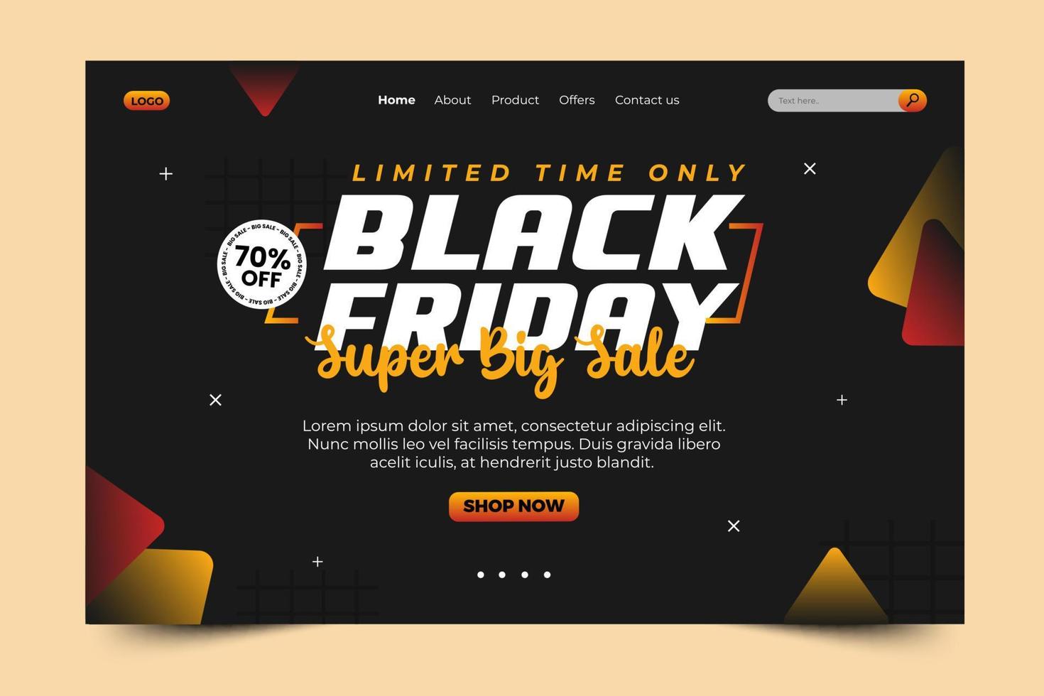 Black Friday Sale Landing Page Design Template vector