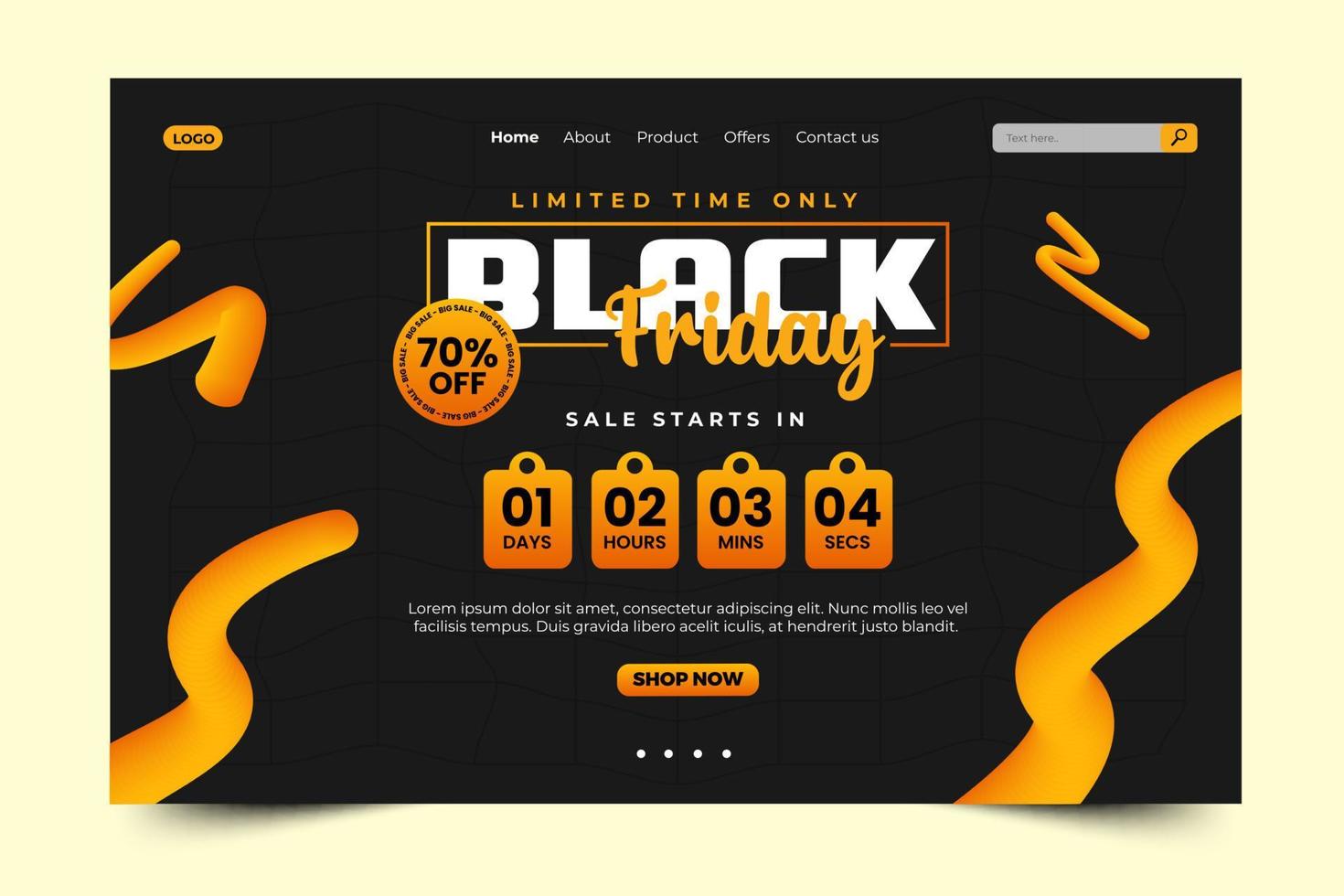 Black Friday Sale Landing Page Design Template vector