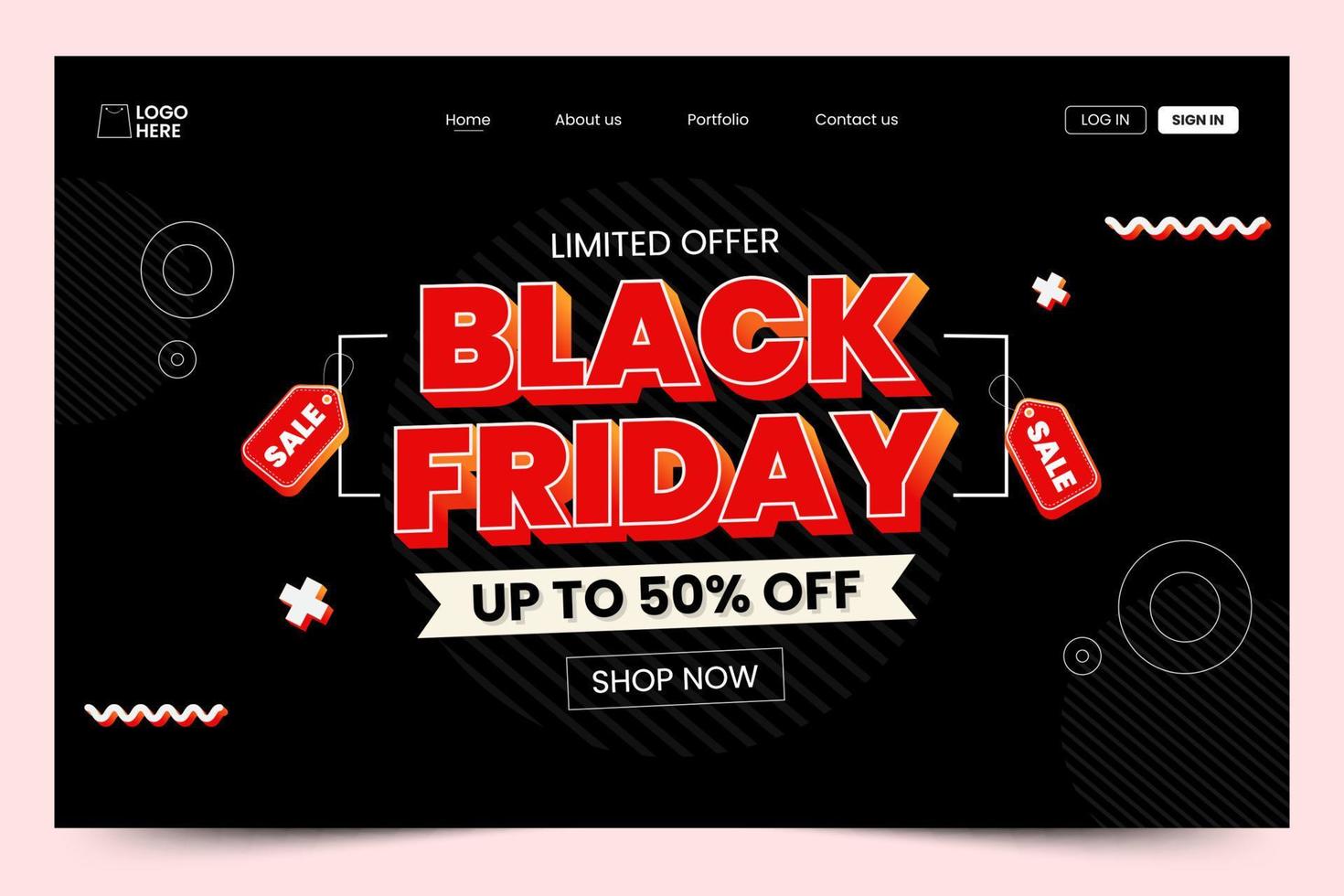 Black Friday Sale Landing Page Design Template vector