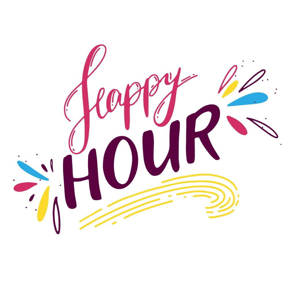 Happy hour. Lettering. words isolated on white vector