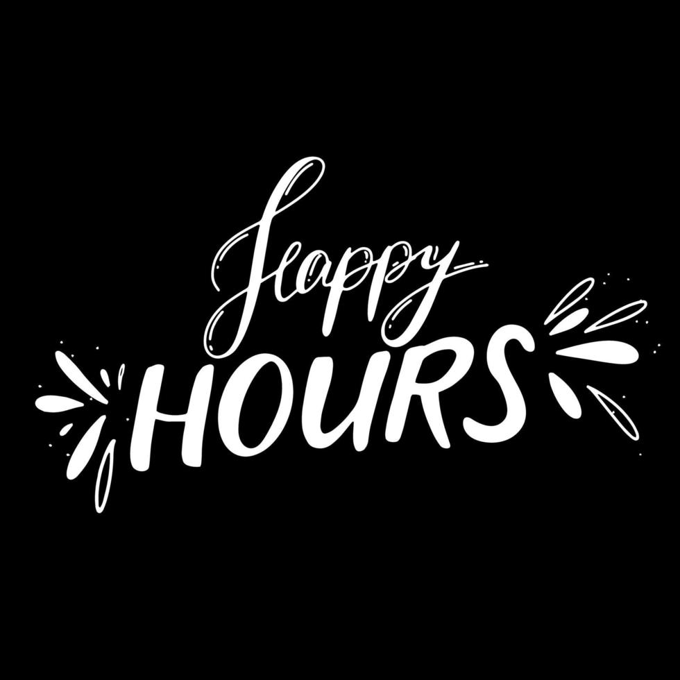 Happy hour. Lettering. isolated on white black vector