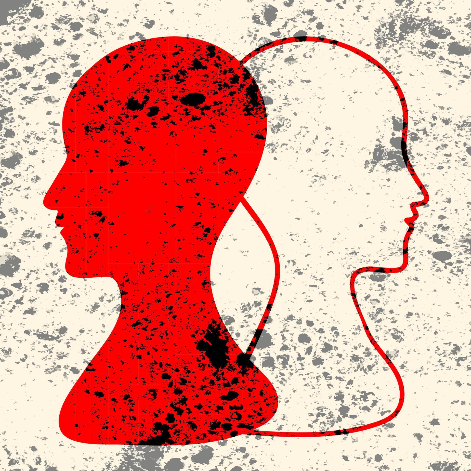 BPD Simple concept. Minimalistic Icon of human head with bipolar disorder or borderline