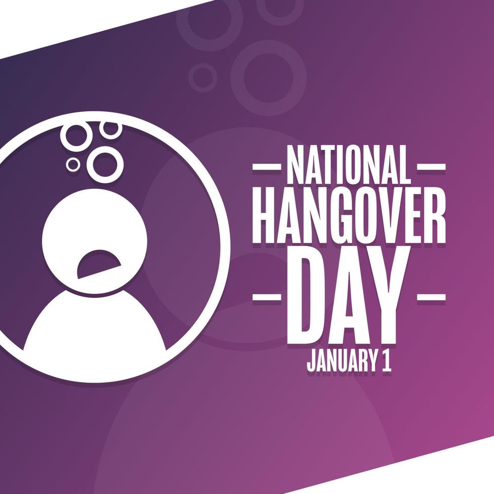 National Hangover Day. January 1. Holiday concept. Template for background, banner, card, poster with text inscription. Vector EPS10 illustration.