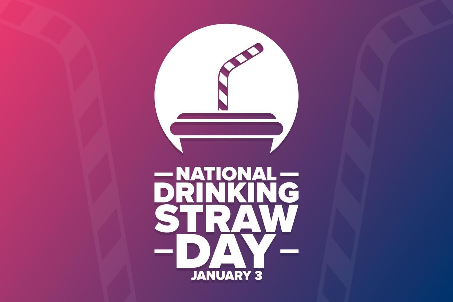 National Drinking Straw Day. January 3. Holiday concept. Template for background, banner, card, poster with text inscription. Vector EPS10 illustration.