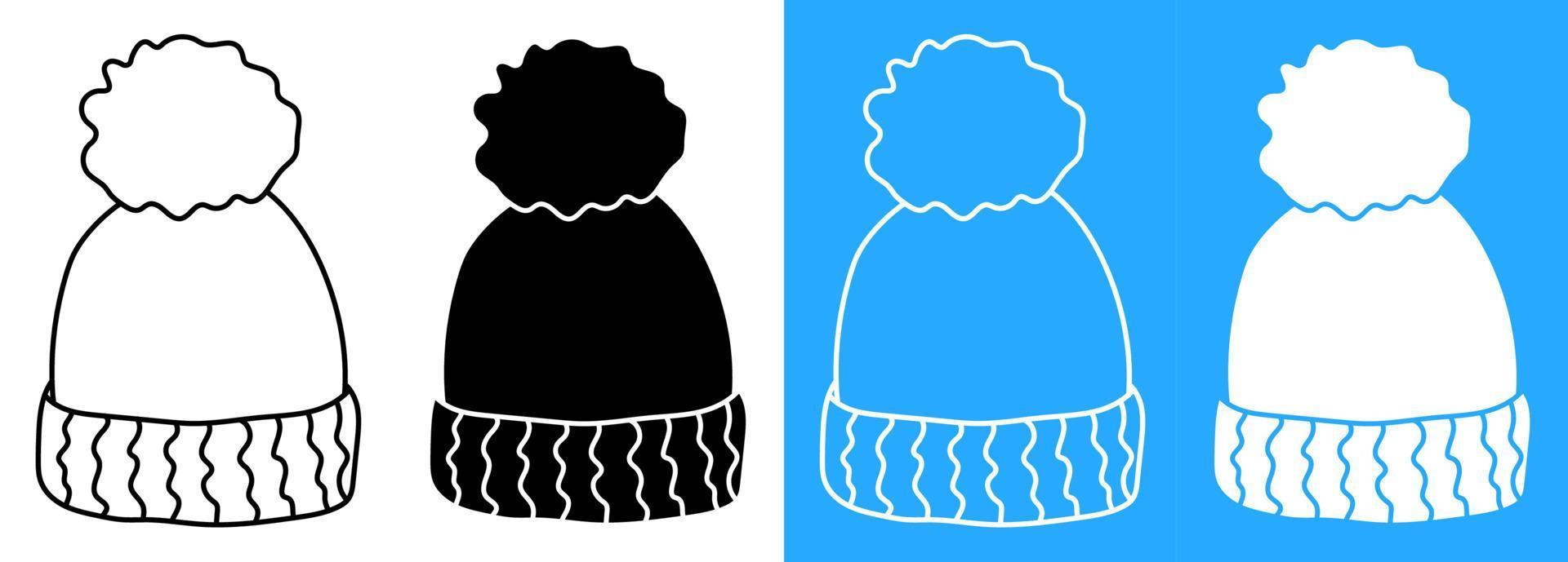 winter warm knitted wool hat. Winter clothing for cold weather. Caring for the health of children. Vector icon