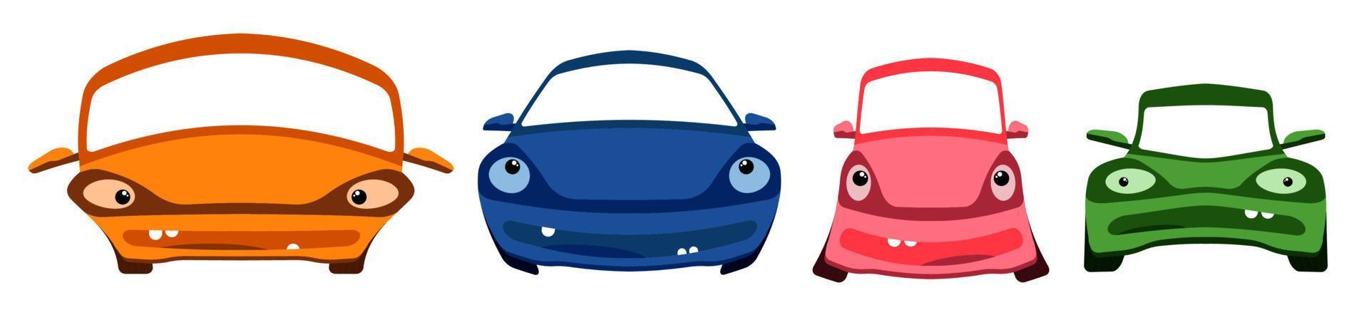 conjunto de coches infantiles de diferentes formas. conjunto para enseñar a los niños las reglas de la carretera. vector de color