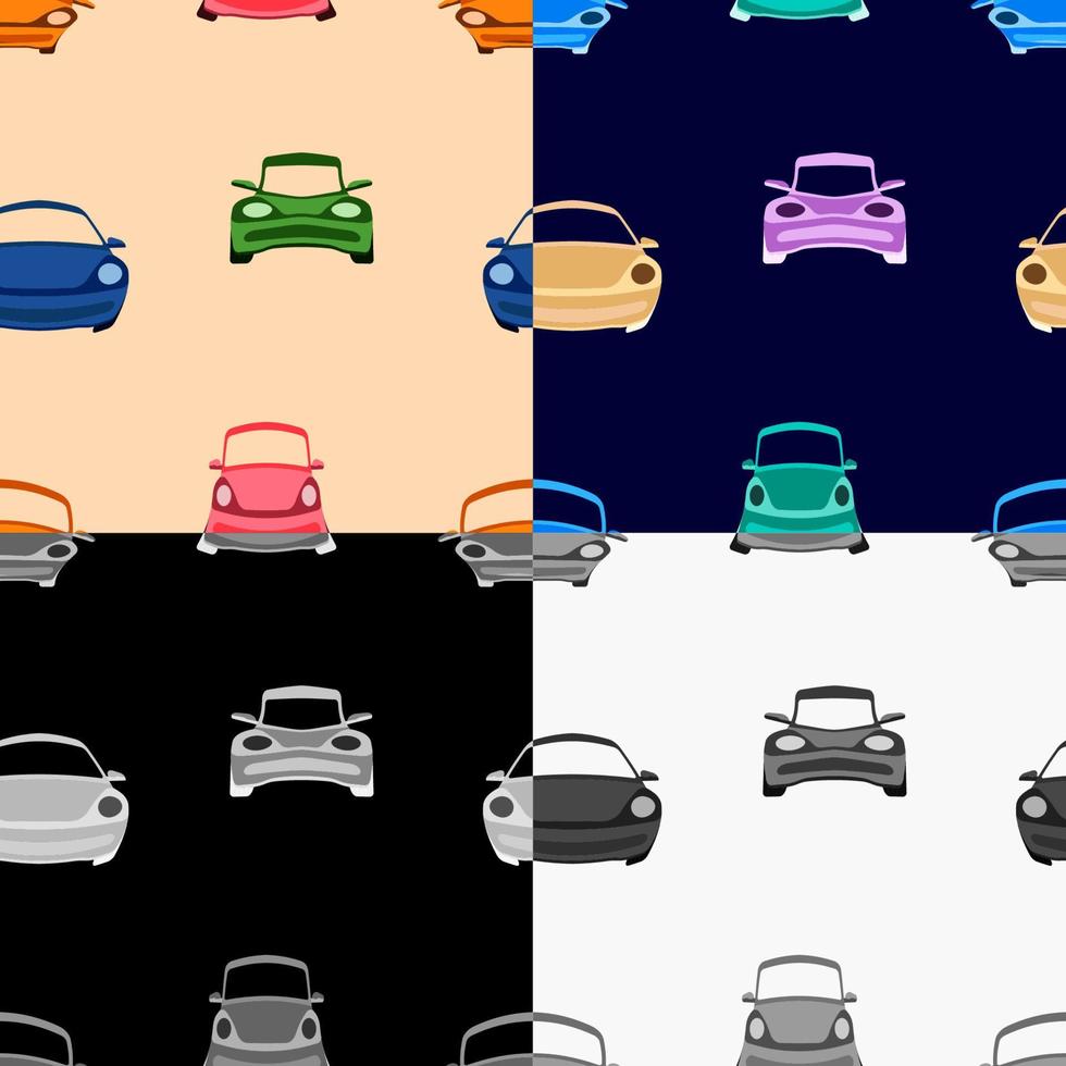 conjunto de patrones sin fisuras, coches para niños de diferentes formas. adorno para imprimir en telas y textiles. vector de color