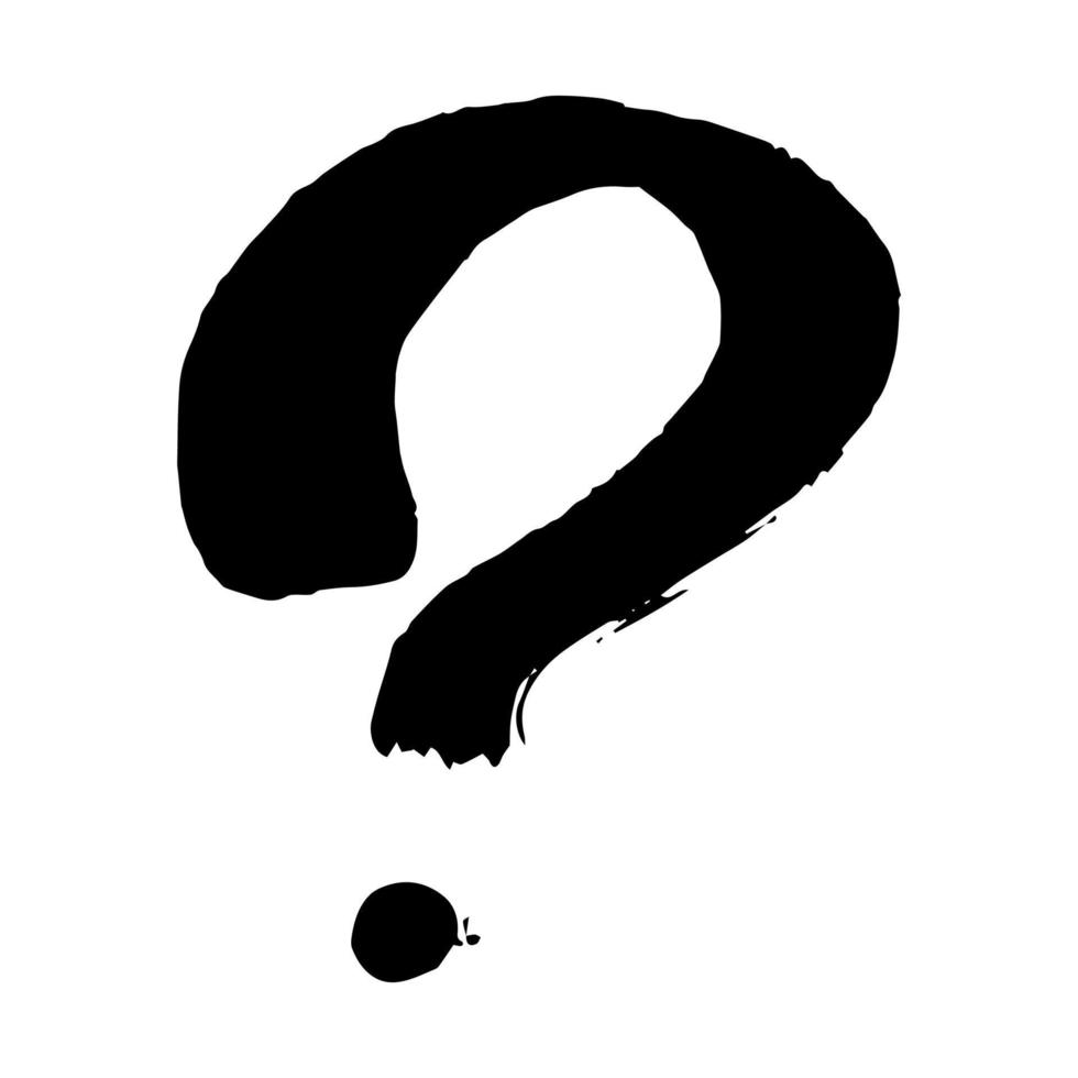 Hand drawn ink question mark illustration in sketch style. Single element for design vector