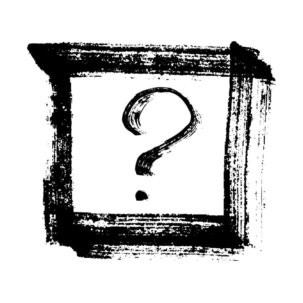 Hand drawn ink question mark illustration in sketch style. Single element for design vector
