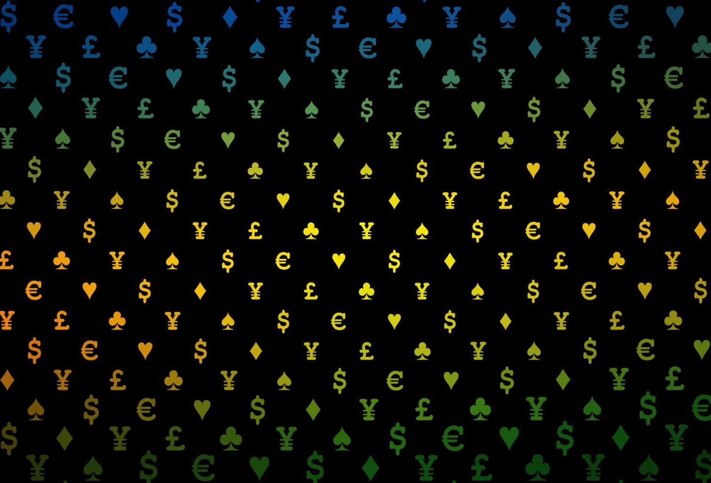 Dark green, red vector cover with symbols of gamble.