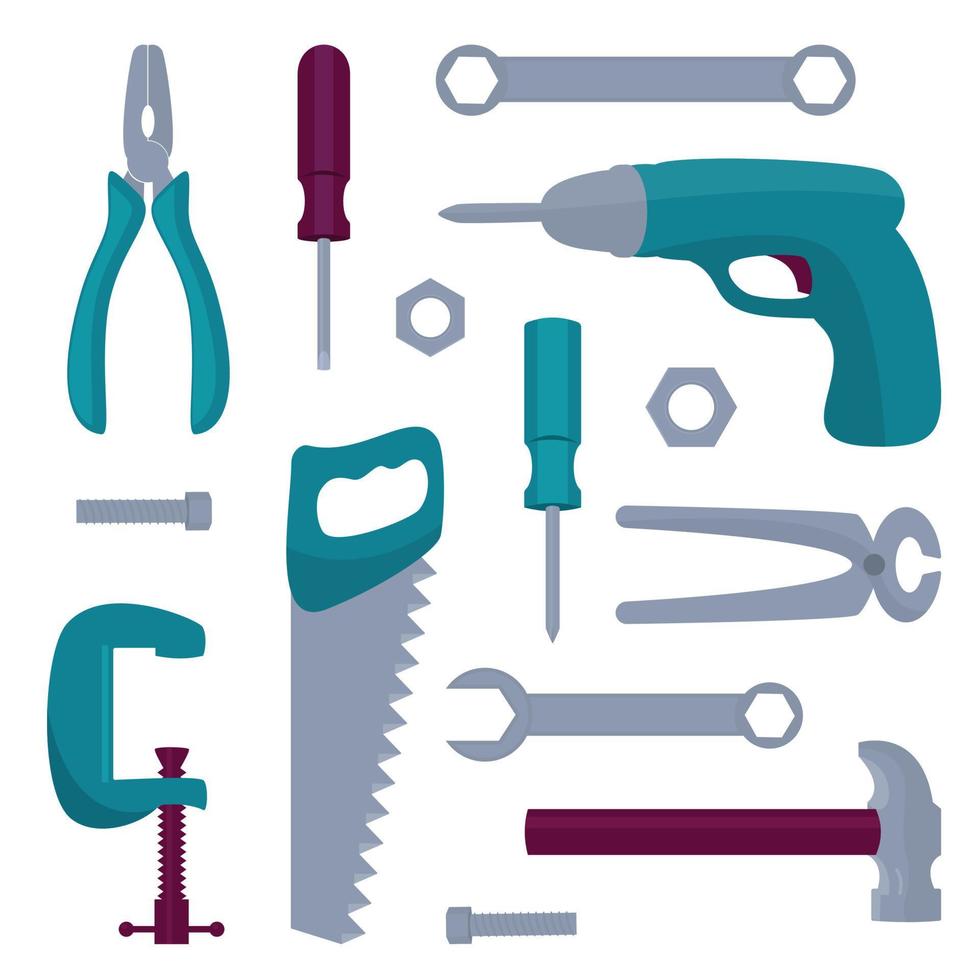 set of work tools vector