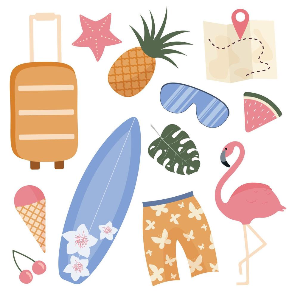 summer clip art set vector