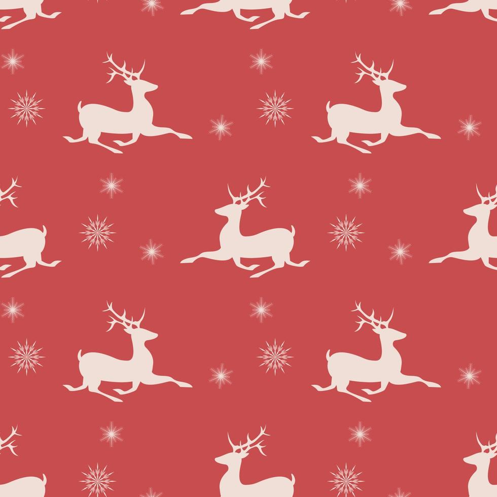 reindeer silhouettes and snowflakes vector