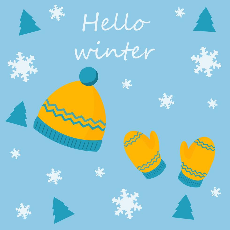 hello winter card vector