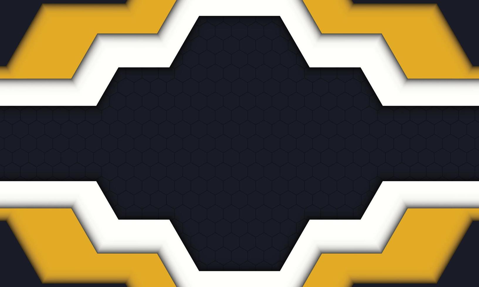 amarillo moderno, blanco y negro sobre fondo hexagonal oscuro. vector