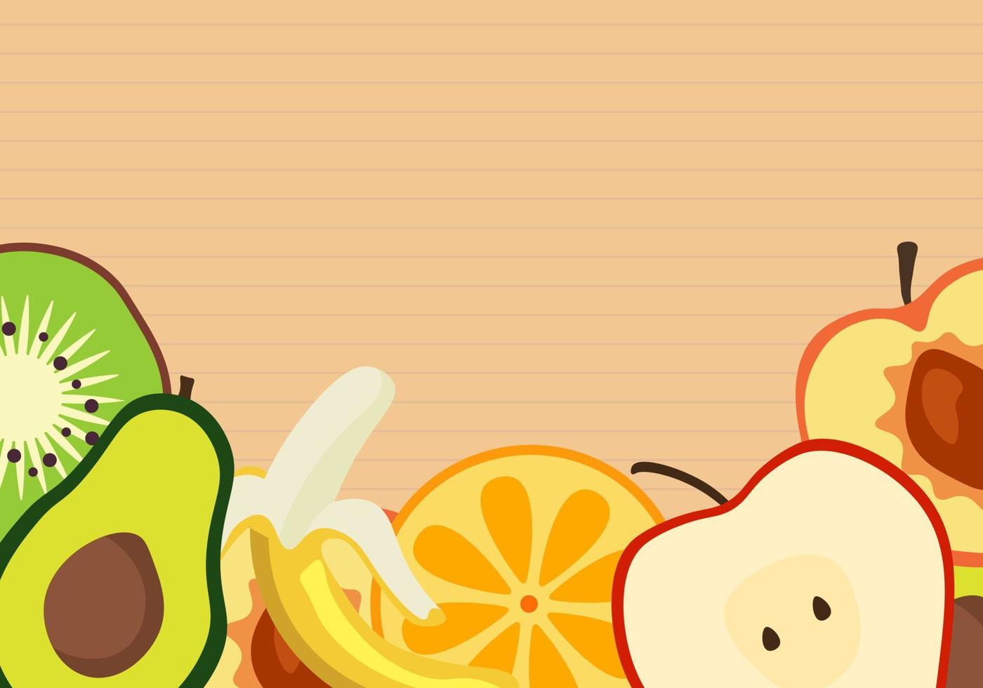 Paper texture background with fruit. Vector illustration.