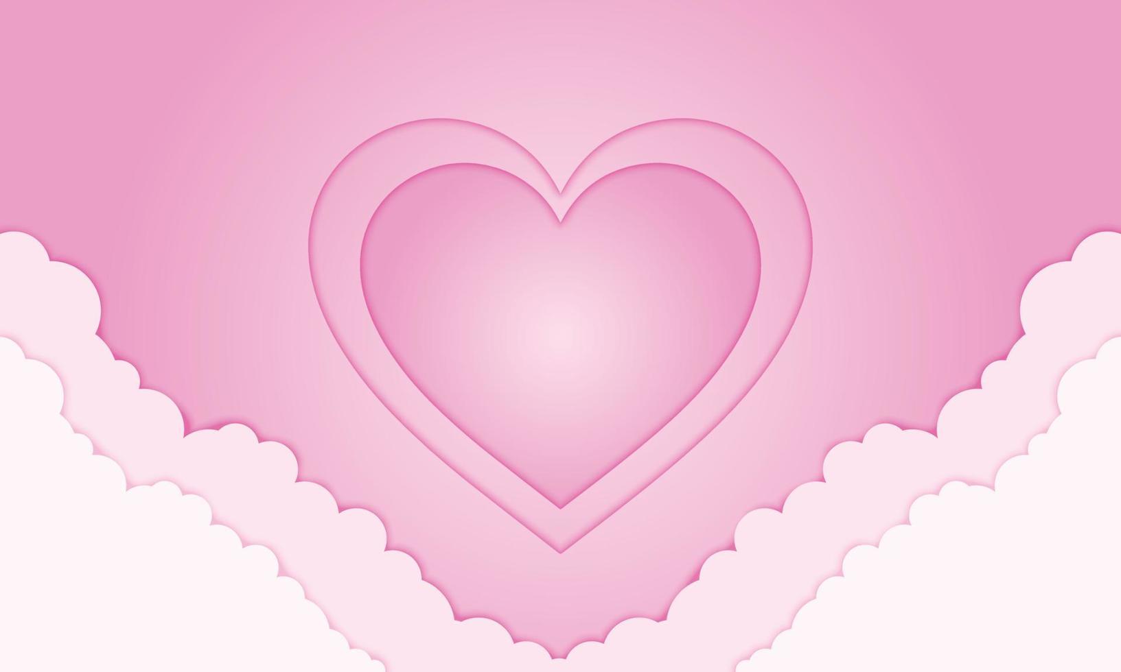 Pink heart hand cloud in paper style for valentine day. vector
