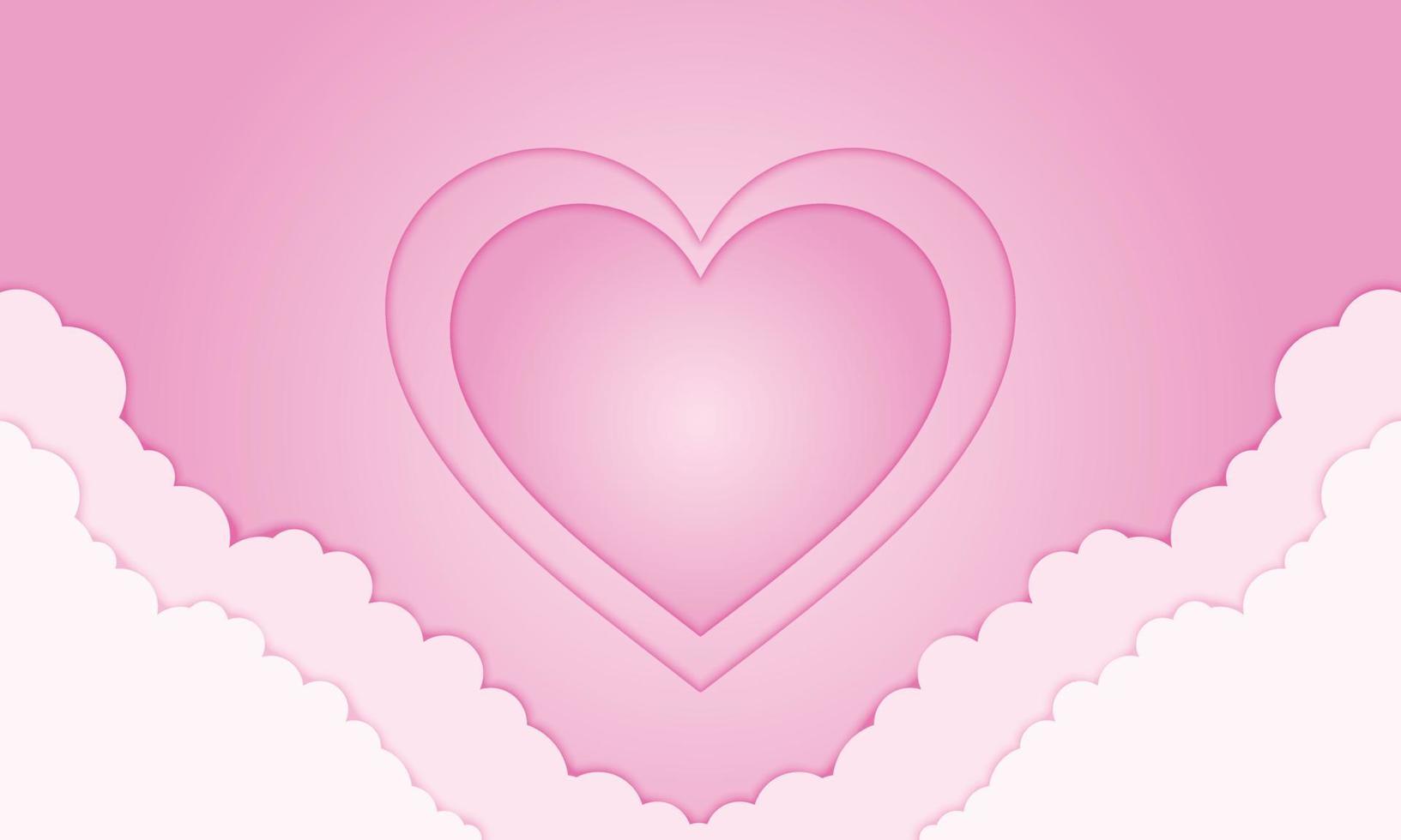 Pink heart hand cloud in paper style for valentine day. vector