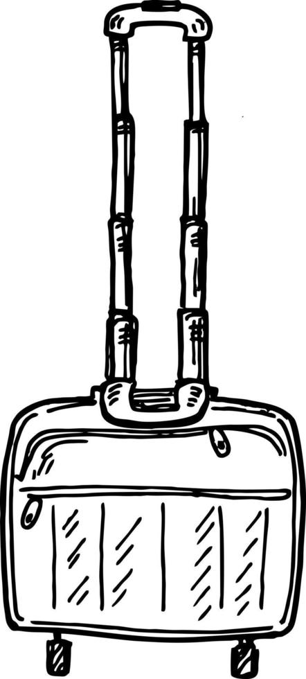 Large suitcase. Travel vacations suitcase with handle and wheels in a sketch style vector