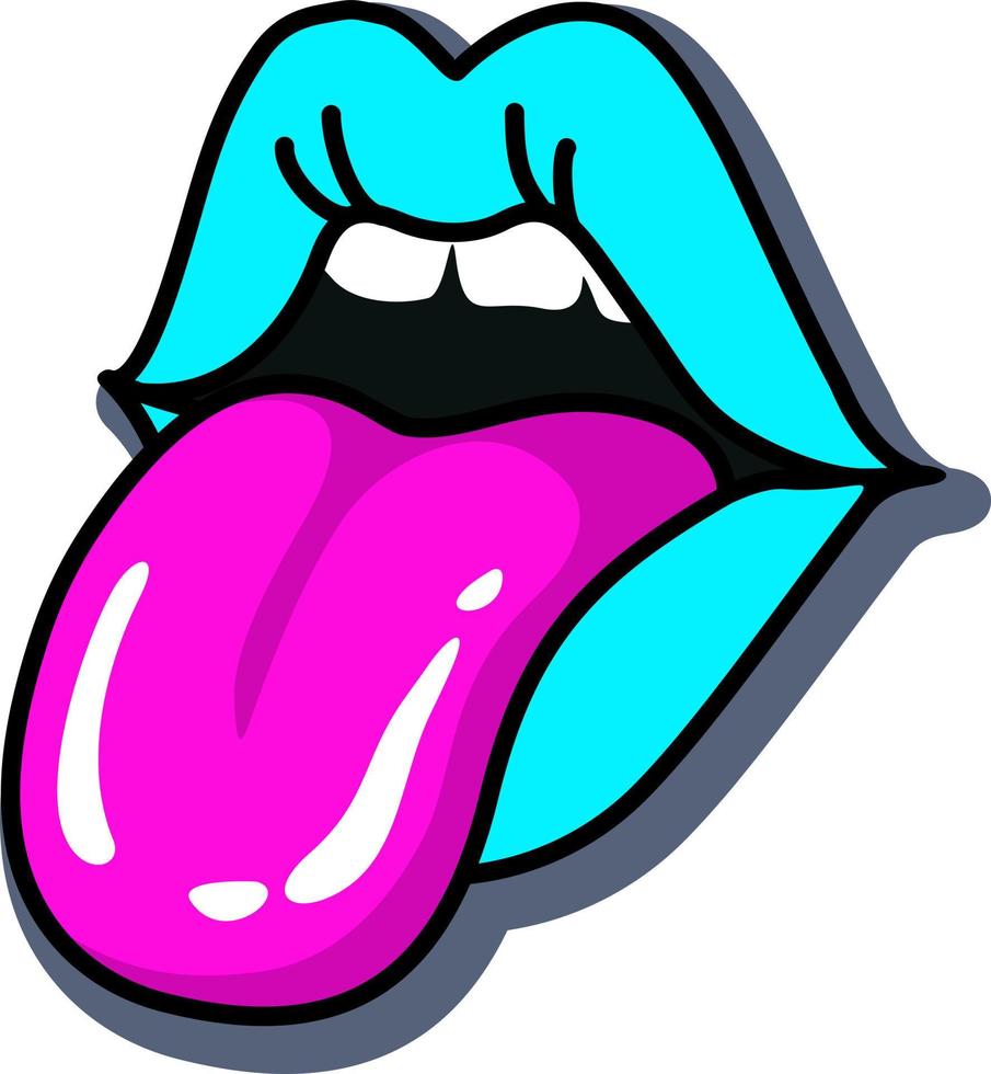 Half-open mouth of a sexy woman, licking, protruding tongue, talking. Sexy woman's mouth or lips licking with tongue sticking out vector