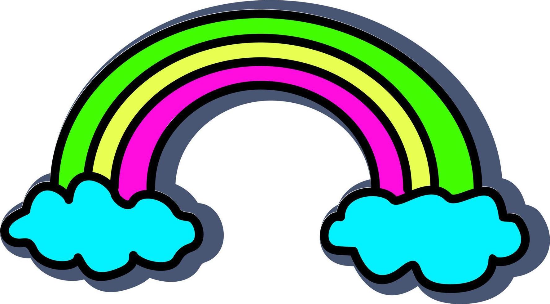 nube con icono de arco iris. pegatina. elementos surrealistas del arco iris retro psicodélico pegatina vector