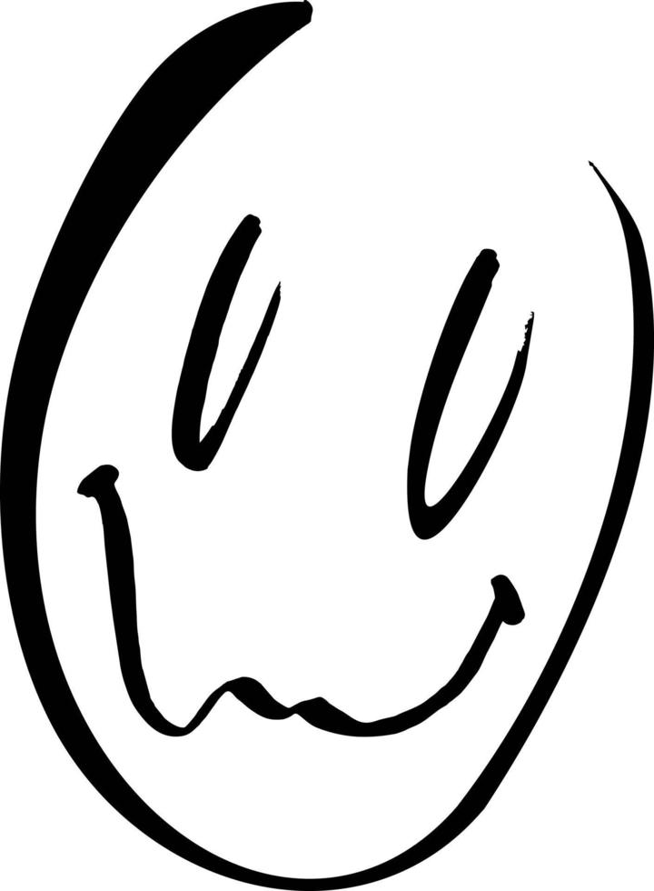 Smile doodle, ink brush icon. Graffiti smiling face emoticon sprayed vector