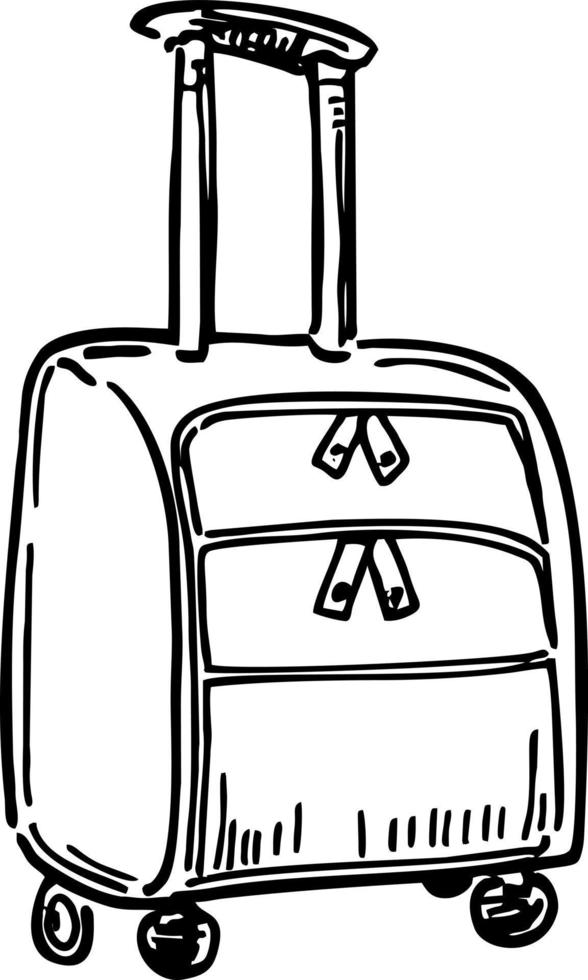 Hand drawn sketch of a suitcase. Detailed vintage drawing style. Suitcase vector