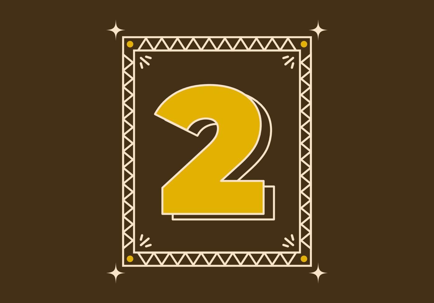 Vintage retro style frame with number two on it vector