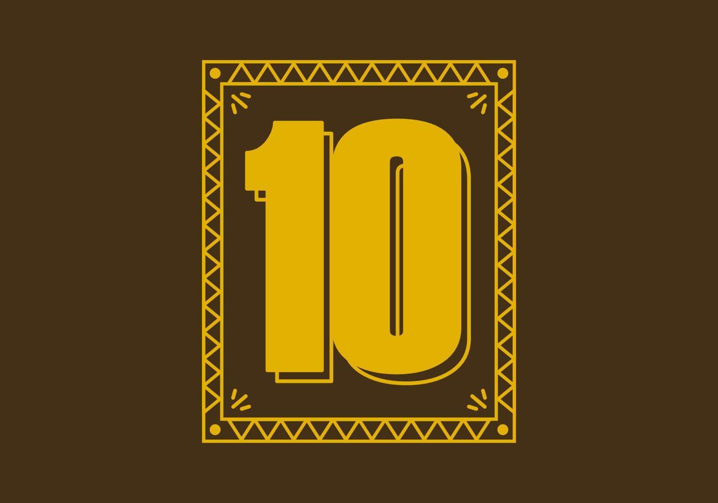 Number 10 in retro rectangle frame vector