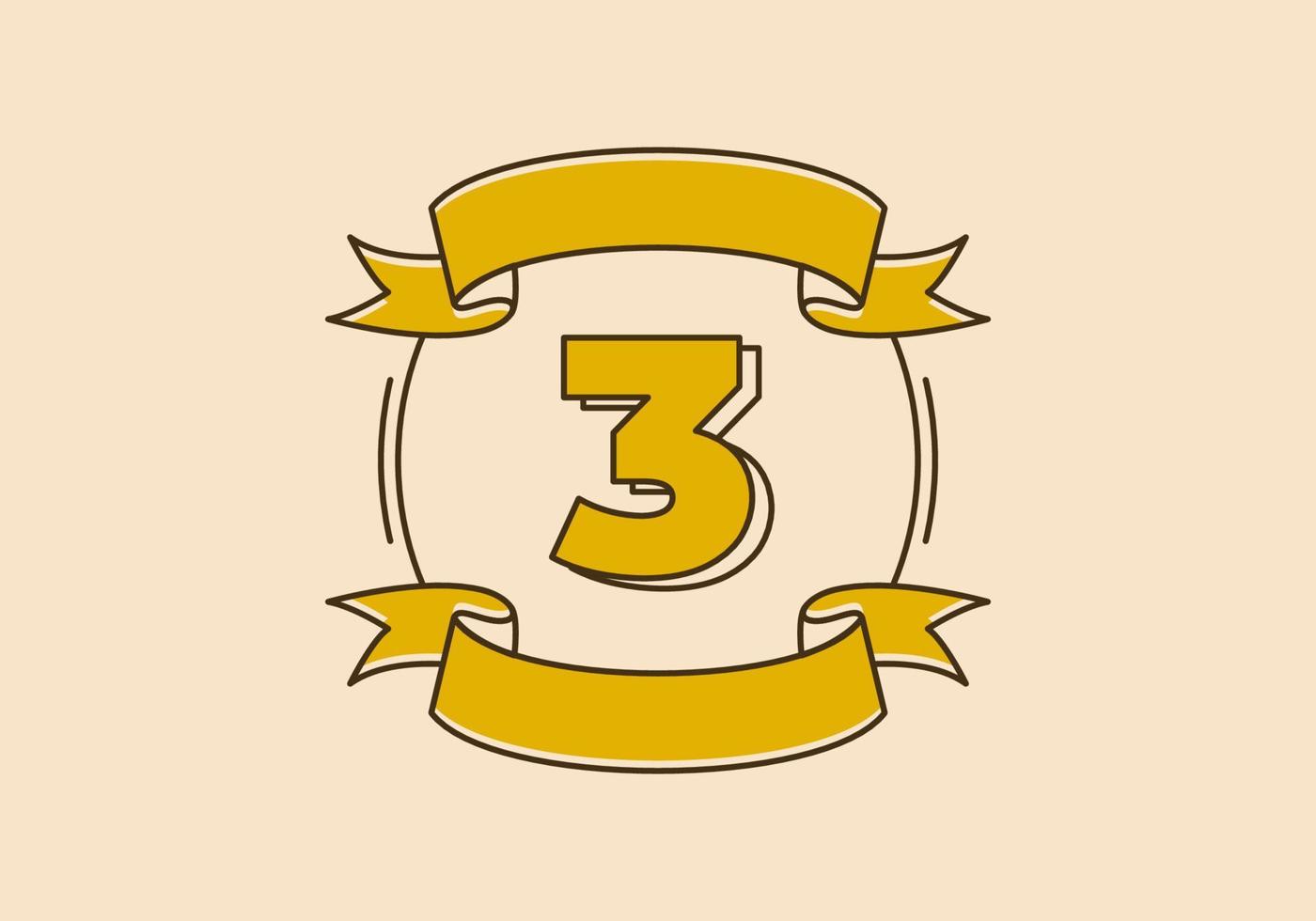 Retro frame illustration with number three in it vector