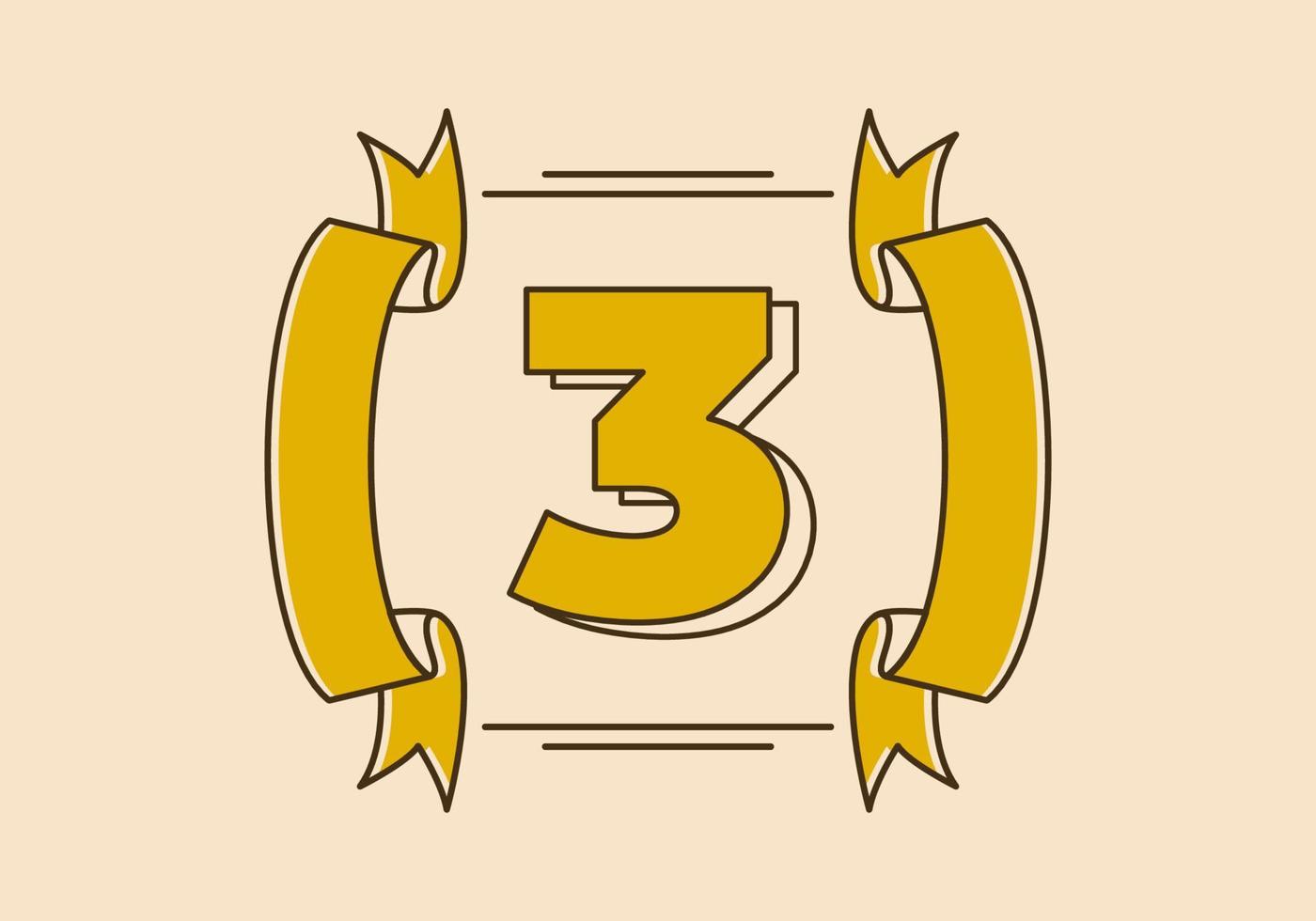 Retro frame illustration with number three in it vector