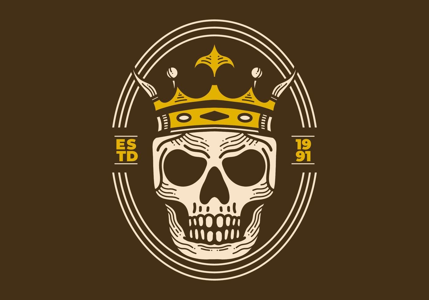 ilustración de arte vintage de una calavera con corona vector