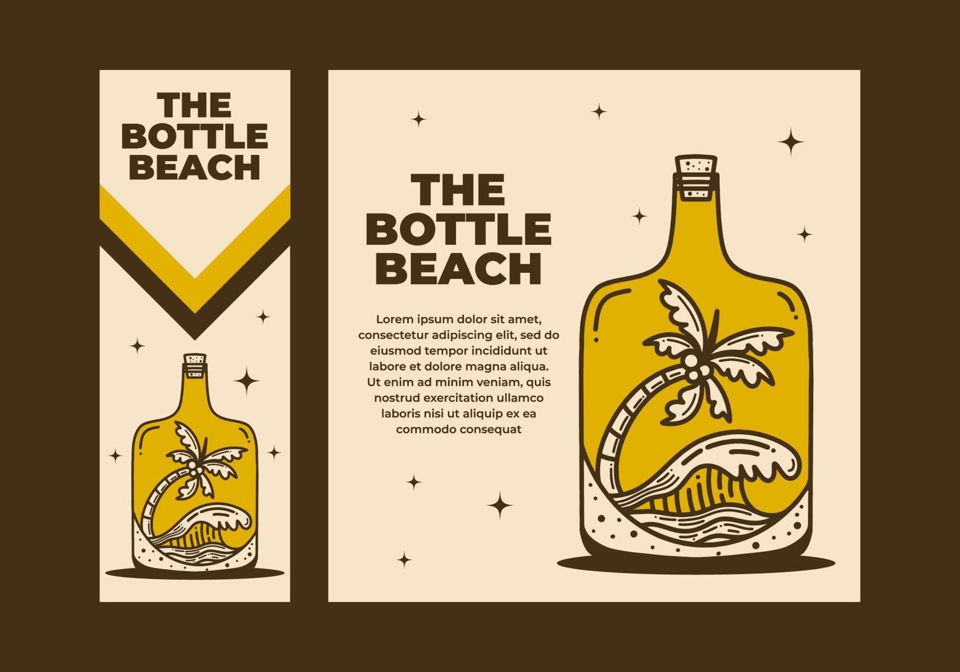 Vintage art illustration of a beach in the bottle vector